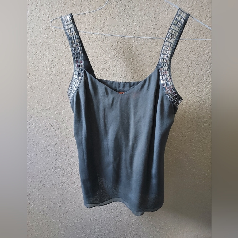 Tory Burch Silk Tank with Embellished Trim
